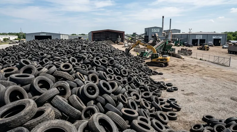 Industrial waste ready for pyrolysis recycling